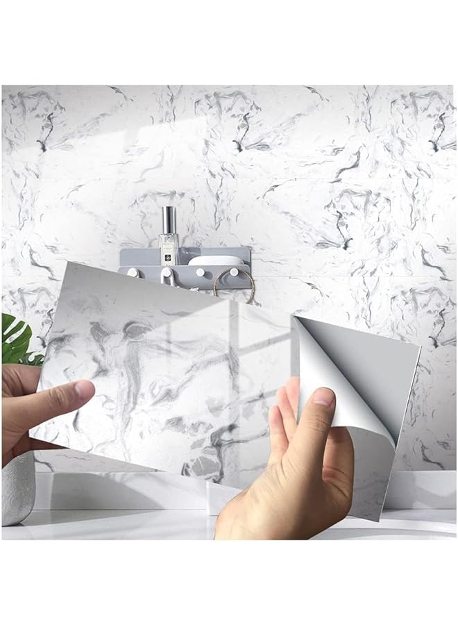 erorex Tile Stickers, 16 Pcs Tile Stickers Marble Adhesive, Luxury New Pvc Waterproof Oil Proof Dly Self Adhesive Stick, Floor Wall Decal Sticker, Kitchen Bathroom Backsplash Home Decor - Image 1