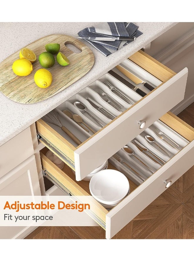 Generic - Silverware Drawer Organizer, Adjustable Kitchen Flatware Organizer Large Capacity Utensil Organizer Expandable Utensil Tray for Kitchen, BPA Free Flatware and Cutlery Holder for Spoons Forks Knives - Image 1