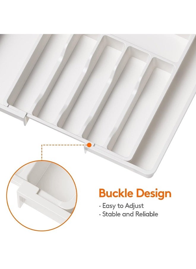 Generic - Silverware Drawer Organizer, Adjustable Kitchen Flatware Organizer Large Capacity Utensil Organizer Expandable Utensil Tray for Kitchen, BPA Free Flatware and Cutlery Holder for Spoons Forks Knives - Image 1