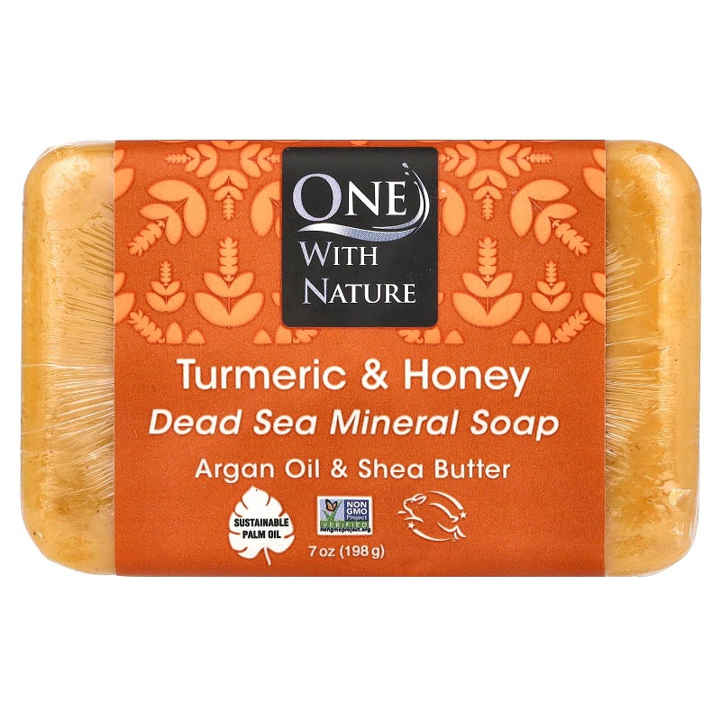 One With Nature Soap Bar Turmeric Honey 7 oz - Image 3