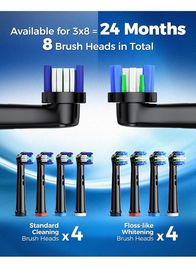 TEETHEORY Rotating Electric Toothbrush for Adults with 8 Brush Heads 2 Types 4 Modes Deep Clean Electric Toothbrush with Rechargeable Power and 2 Min Smart Timer 1 Black p1 - Image 4
