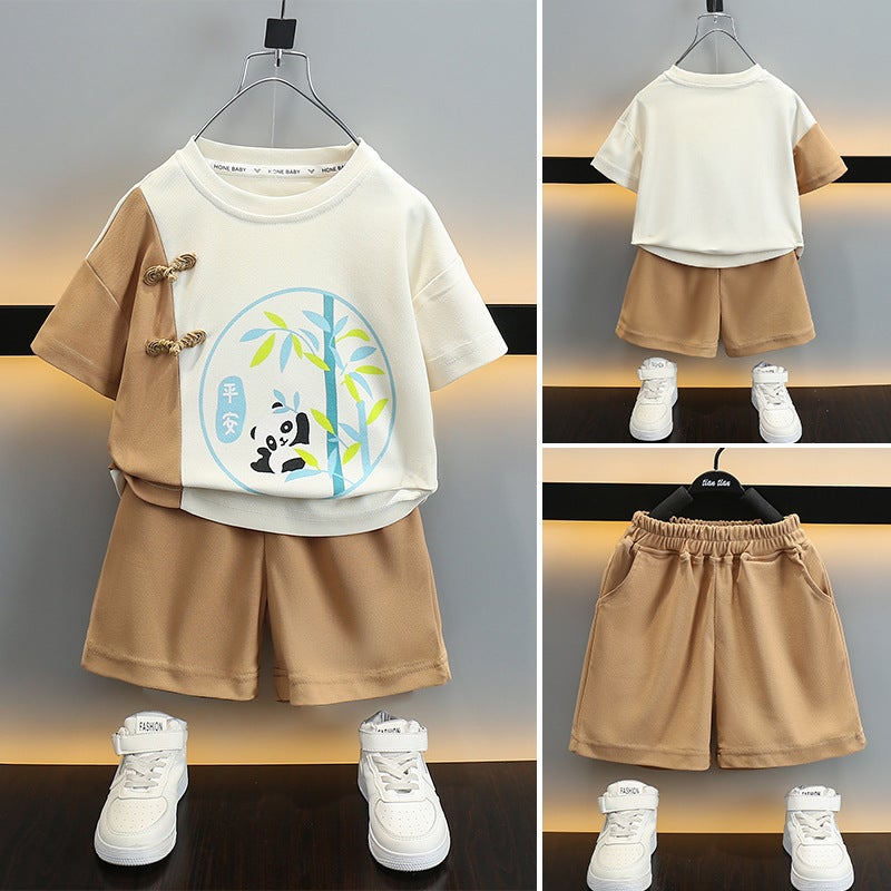 Boys' Han Dynasty One-Year-Old Dress Baby Summer Thin Ancient Style Elegant Chinese School Uniform Set Kidsren'S Tang Suit Two-Piece Set - Image 2