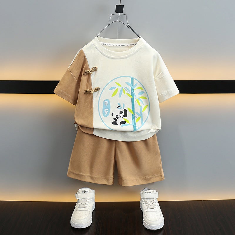 Boys' Han Dynasty One-Year-Old Dress Baby Summer Thin Ancient Style Elegant Chinese School Uniform Set Kidsren'S Tang Suit Two-Piece Set - Image 5