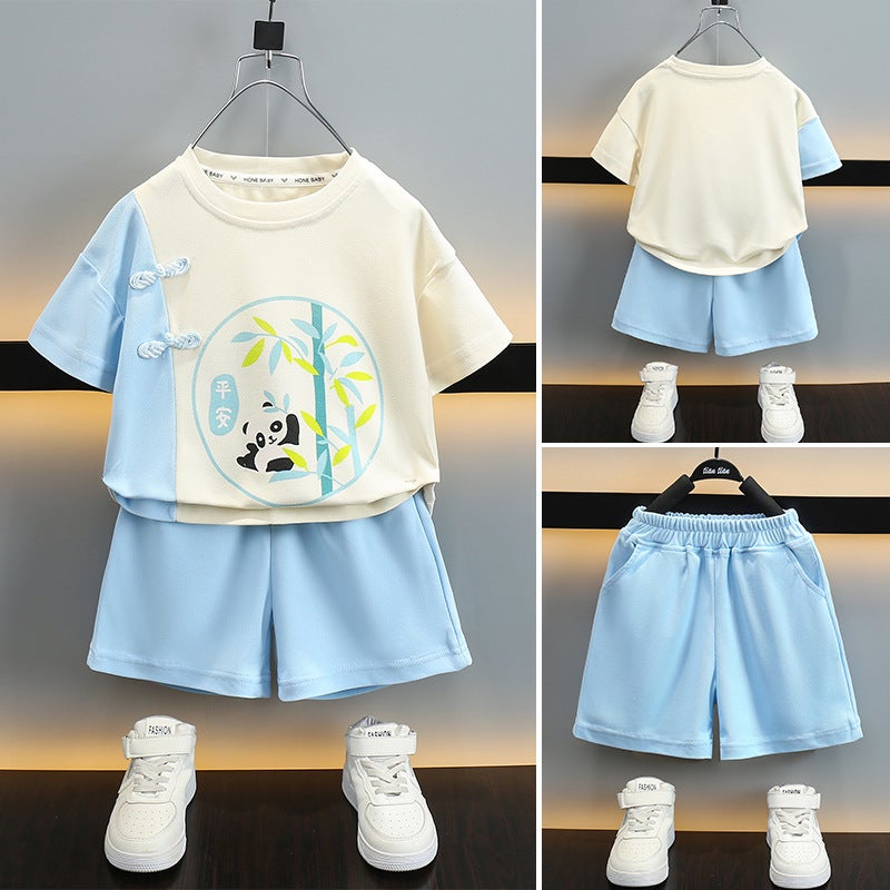 Boys' Han Dynasty One-Year-Old Dress Baby Summer Thin Ancient Style Elegant Chinese School Uniform Set Kidsren'S Tang Suit Two-Piece Set - Image 3
