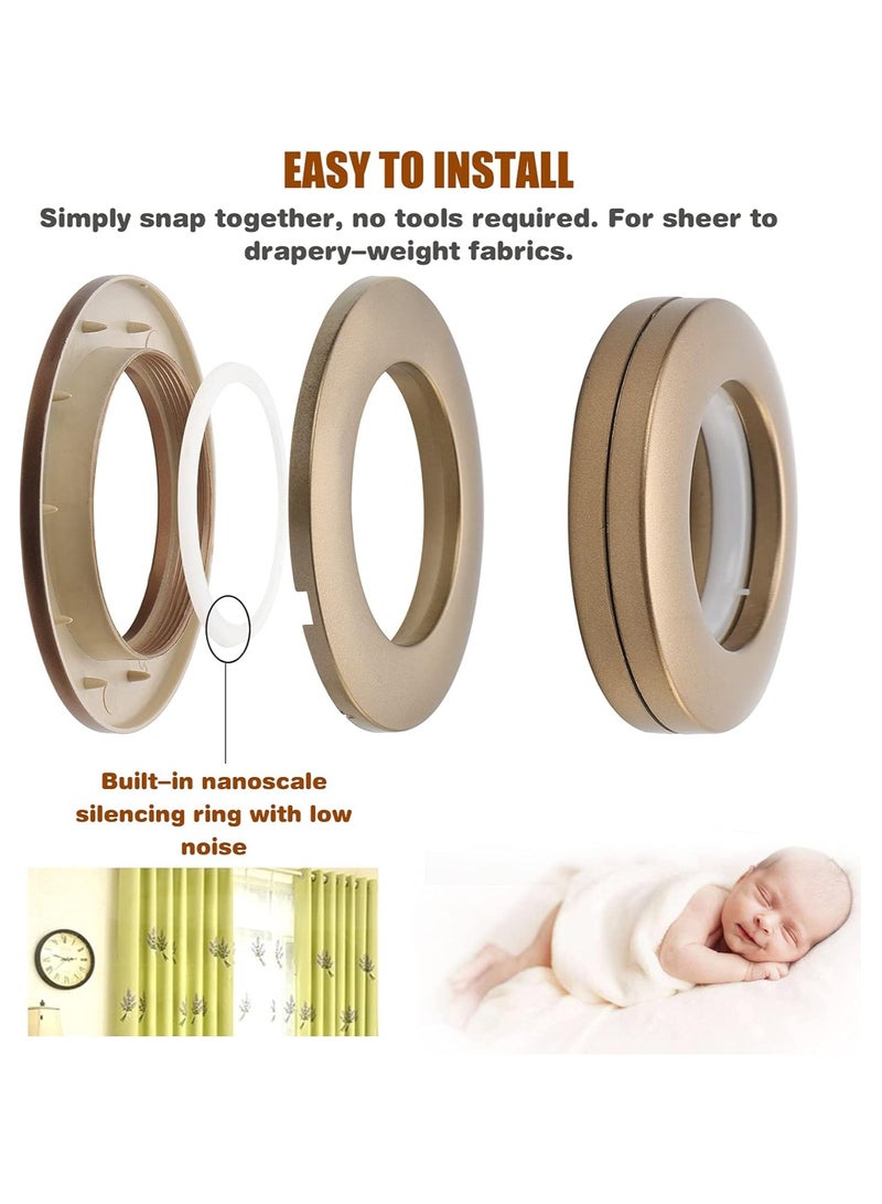 AL WADI FURNITURE AWF Al Wadi Furniture Pack of 50 Rose Gold Curtain Grommets Round Plastic Curtain Eyelet Rings with nano-scale silencer ring, DIY Rings for Window Curtain, Shower Curtain, Locker Room Door Curtain  - Image 3