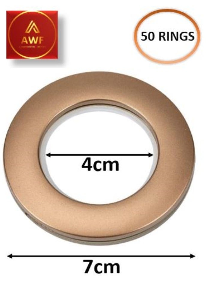 AL WADI FURNITURE AWF Al Wadi Furniture Pack of 50 Rose Gold Curtain Grommets Round Plastic Curtain Eyelet Rings with nano-scale silencer ring, DIY Rings for Window Curtain, Shower Curtain, Locker Room Door Curtain  - Image 2