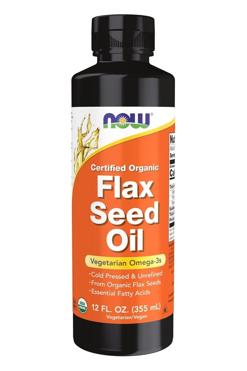 now Certified Liquid Cold-Pressed And Unrefined Organic Flax Seed Oil Supplements (12Oz)