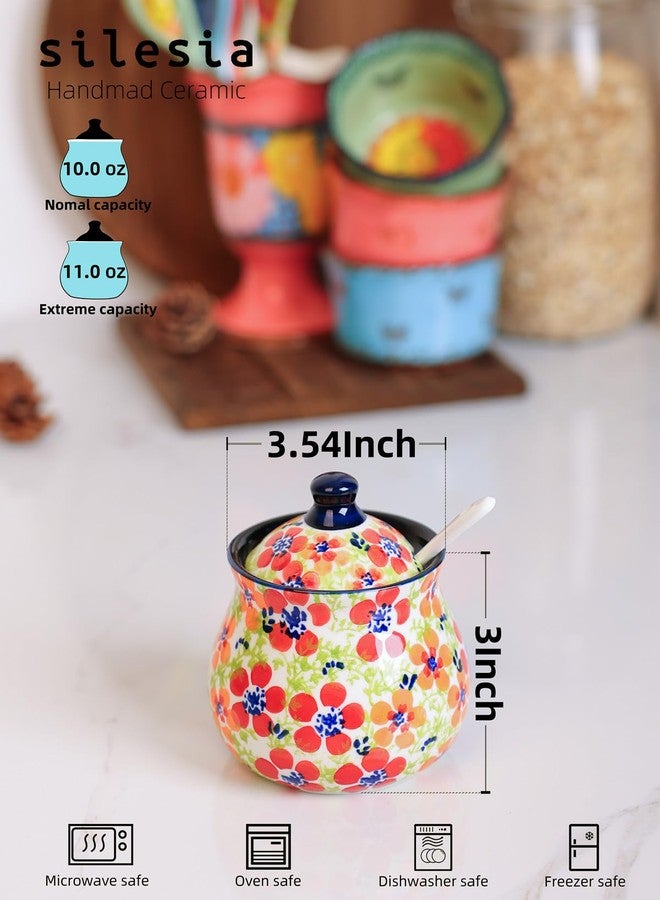 silesia Handmade Sugar Bowl with Lid and Spoon, 9 Ounce Ceramic Hand-Painted Sugar Jar for Home in Gift Box, Kitchen Decor, Oven, Dishwasher & Microwave Safe, Jungle Floral - Image 4