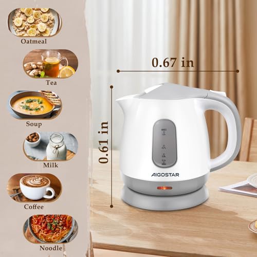 Aigostar Small Electric Kettle, 1L Portable Electric Tea Kettle 1100W with Automatic Shut-Off and Boil Dry Protection, Travel Hot Water Boiler Cordless for Making Coffee and Tea, BPA-Free, Grey - Image 5