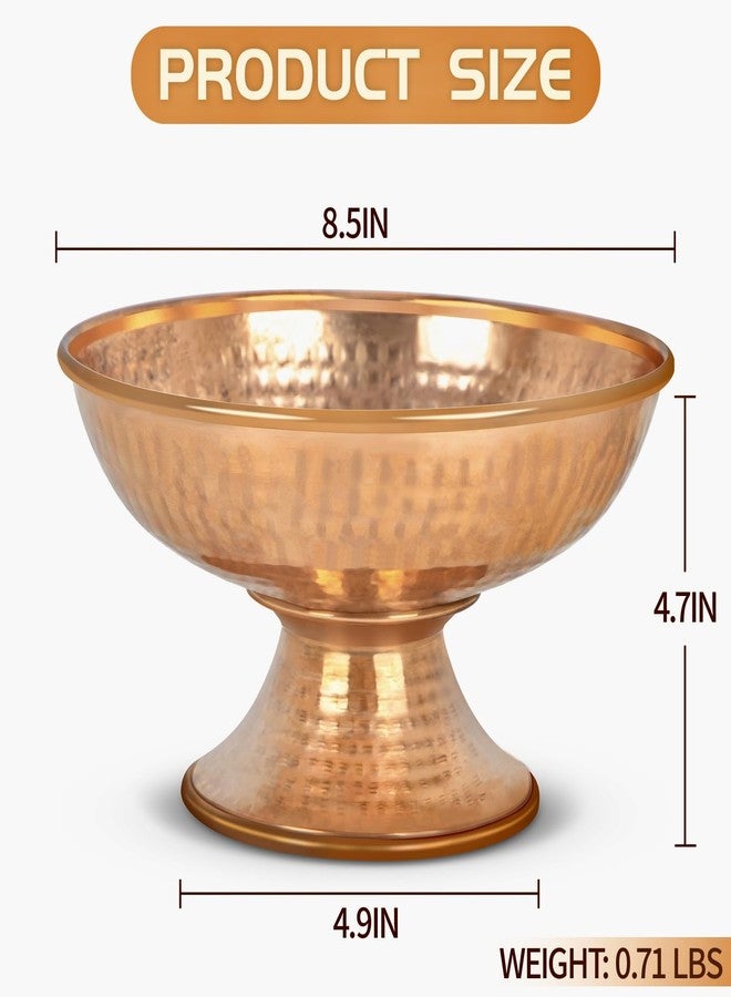 Amitofo Copper offering Bowl with Pedestal Hand-beaten - Southeast Asian Monks for Praying Peace Hold Food and Flowers for Urli,Pooja,Haldi,Fruit - Image 2