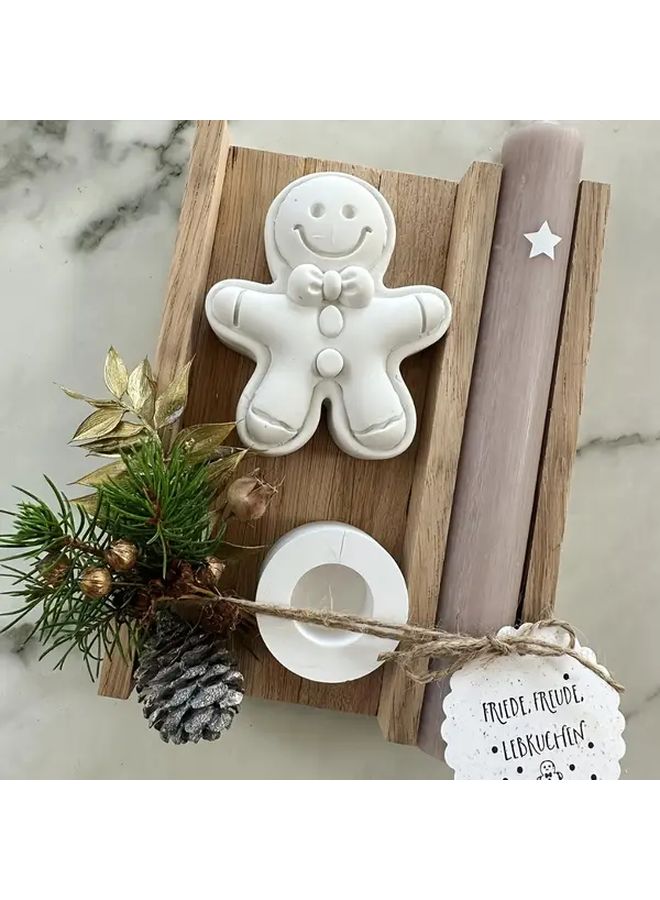 White Silicone Gingerbread Man Mold For Clay Candle Epoxy Resin  Craft - Image 3