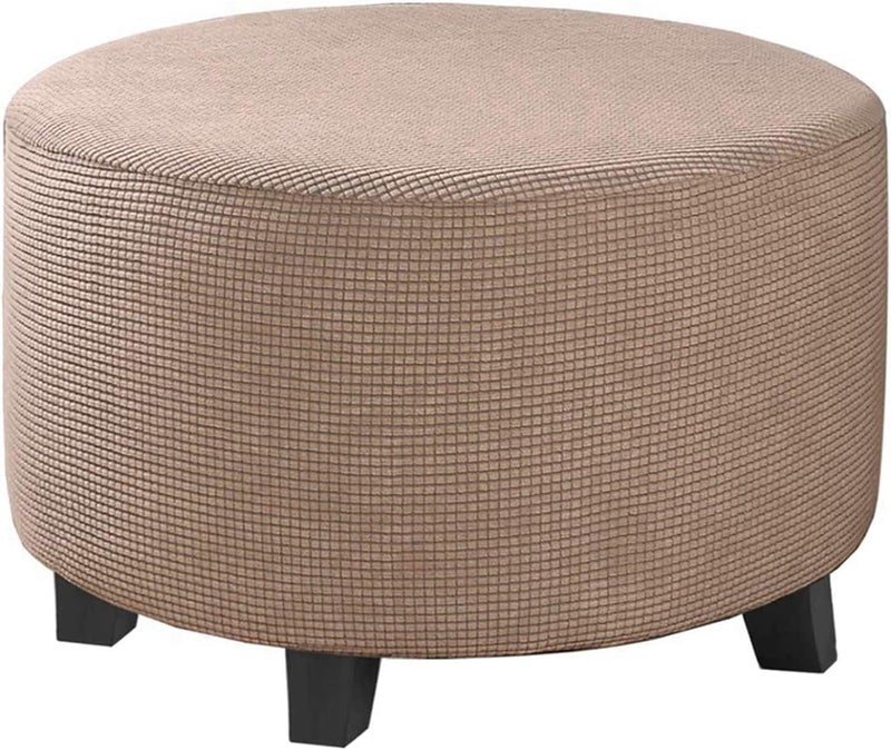 klarakoRound Pouffe Cover Footstool Protector Storage Covers Stool Pouf Stretch Covers, Machine Washable (Large, 58klarako65cm) klarakoKahki - Image 2