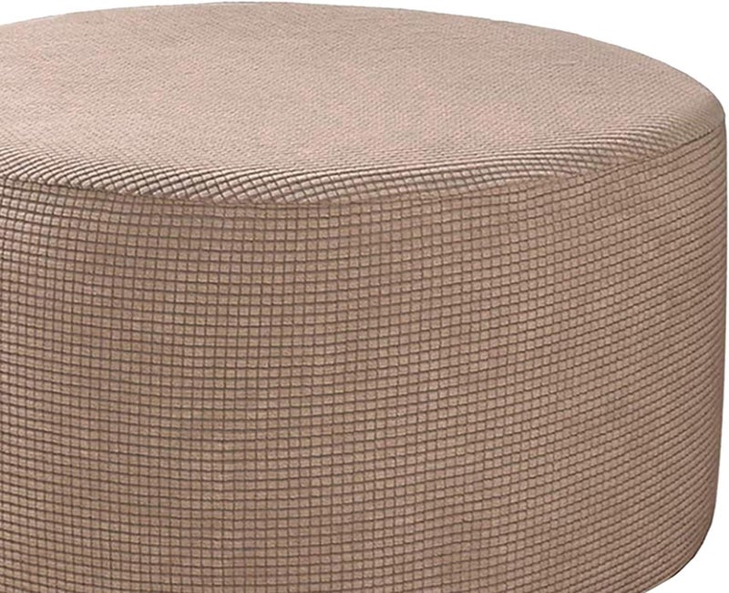 klarakoRound Pouffe Cover Footstool Protector Storage Covers Stool Pouf Stretch Covers, Machine Washable (Large, 58klarako65cm) klarakoKahki - Image 4