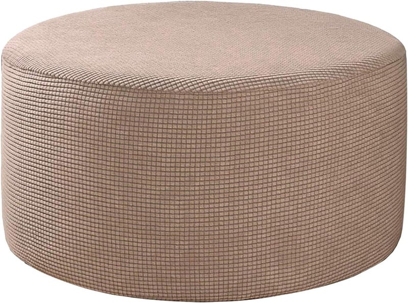 klarakoRound Pouffe Cover Footstool Protector Storage Covers Stool Pouf Stretch Covers, Machine Washable (Large, 58klarako65cm) klarakoKahki - Image 5