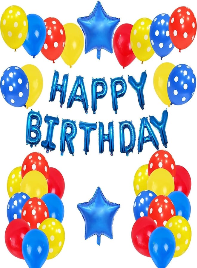 Secret Happy Birthday Decorations Blue Star Foil Balloons Set Baby Shower Latex Balloons Birthday Party Decoration for Boys Girls