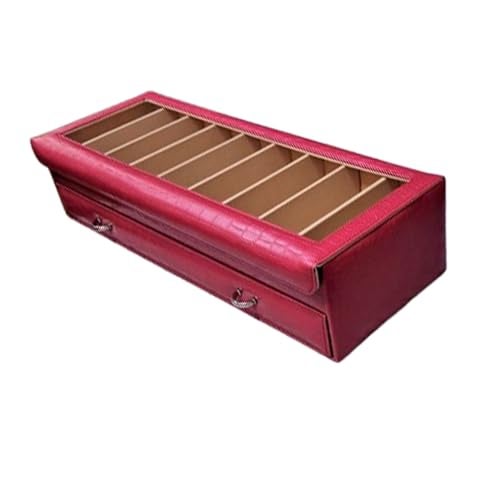 essart faux leather Sunglasses eyeglass Box Organizer Holder Case with 18 Slots for Sunglasses Croco Maroon Color - Image 4
