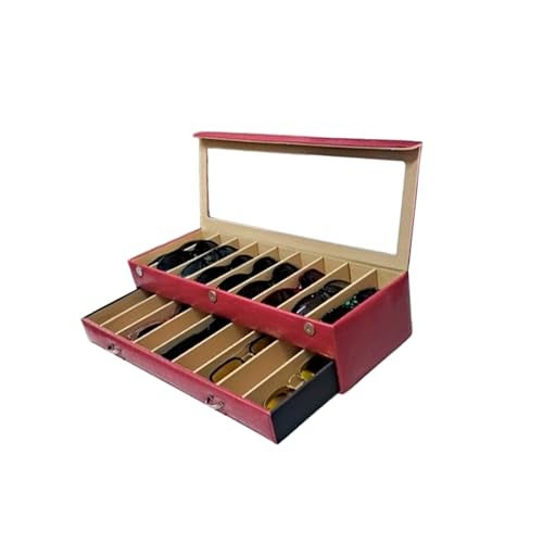 essart faux leather Sunglasses eyeglass Box Organizer Holder Case with 18 Slots for Sunglasses Croco Maroon Color - Image 2