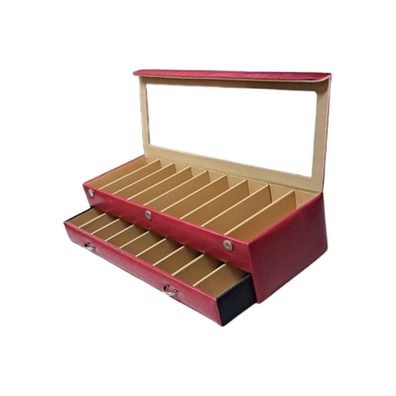 essart faux leather Sunglasses eyeglass Box Organizer Holder Case with 18 Slots for Sunglasses Croco Maroon Color - Image 5