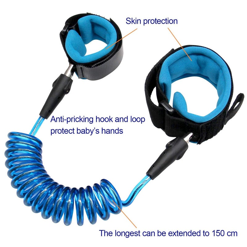 Onwon Anti Lost Safety Wrist Link Child Safety Harness Strap Rope Leash Walking Hand Belt Band Wristband(1.5m Blue) - Image 2
