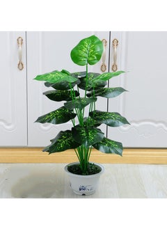 Generic 18 Forked Branches Simulated Plant Bonsai With Plastic Flower Pots Indoor Living Room Decoration Simulated Green Plants Potted Plants Artificial Flower Decorations Bonsai  - Image 1