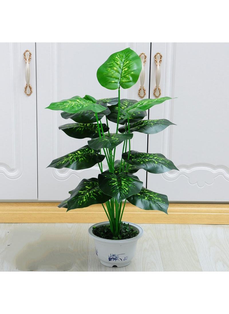 Generic 18 Forked Branches Simulated Plant Bonsai With Plastic Flower Pots Indoor Living Room Decoration Simulated Green Plants Potted Plants Artificial Flower Decorations Bonsai  - Image 1