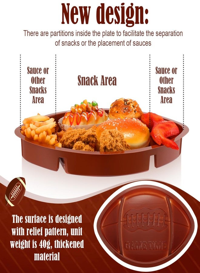Wiwiqing 24 Pcs Football Serving Trays, Large 13.4 x 8.5 Inch Plastic Football Snack Thick Trays, Game Day Tray Includes 2 Dip Sections, Tailgate Party Football Serveware Football Party Decorations - Image 2
