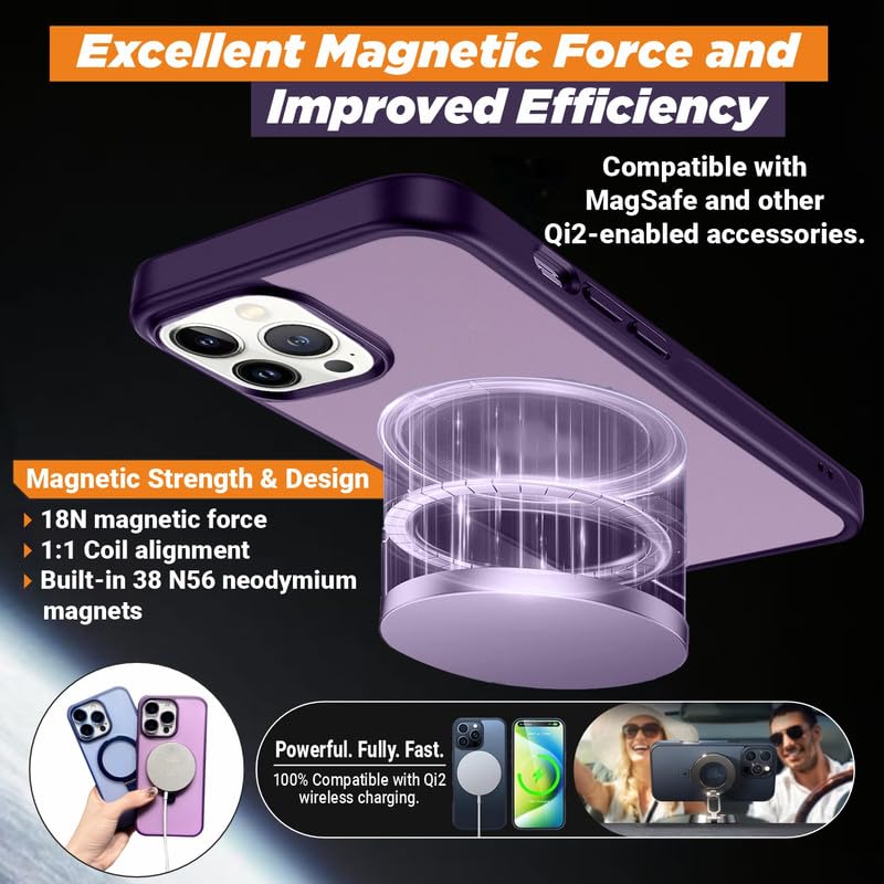 AIBEX Back Cover for Apple iPhone 15 with OStand Ring Kickstand| Mag-Saf Compatible Magnetic Metal Alloy Ring| Wireless Charging| Slim Thin Scratch Resistant Armor |Shockproof Protective Case - Purple - Image 2