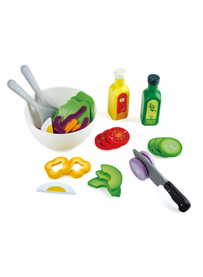 هيب مجموعة سلطة هابي الصحية - 39 قطعة | طعام خشبي للعب مع وعاء وأدوات ومكونات | لعب أدوار إبداعي للأطفال 3+ - Image 3