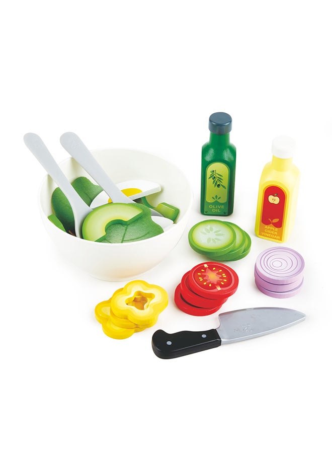 هيب مجموعة سلطة هابي الصحية - 39 قطعة | طعام خشبي للعب مع وعاء وأدوات ومكونات | لعب أدوار إبداعي للأطفال 3+ - Image 1