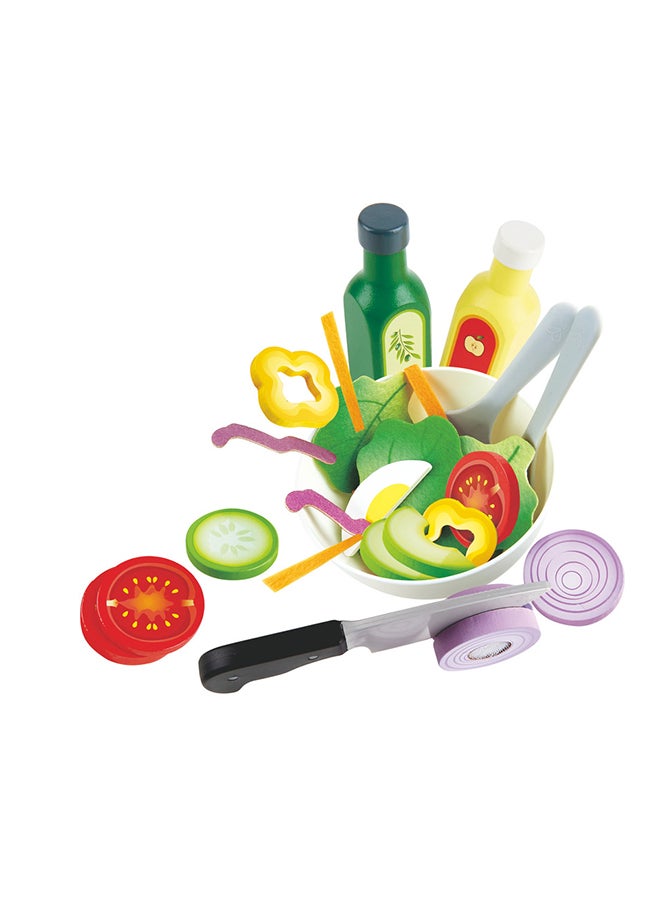هيب مجموعة سلطة هابي الصحية - 39 قطعة | طعام خشبي للعب مع وعاء وأدوات ومكونات | لعب أدوار إبداعي للأطفال 3+ - Image 4