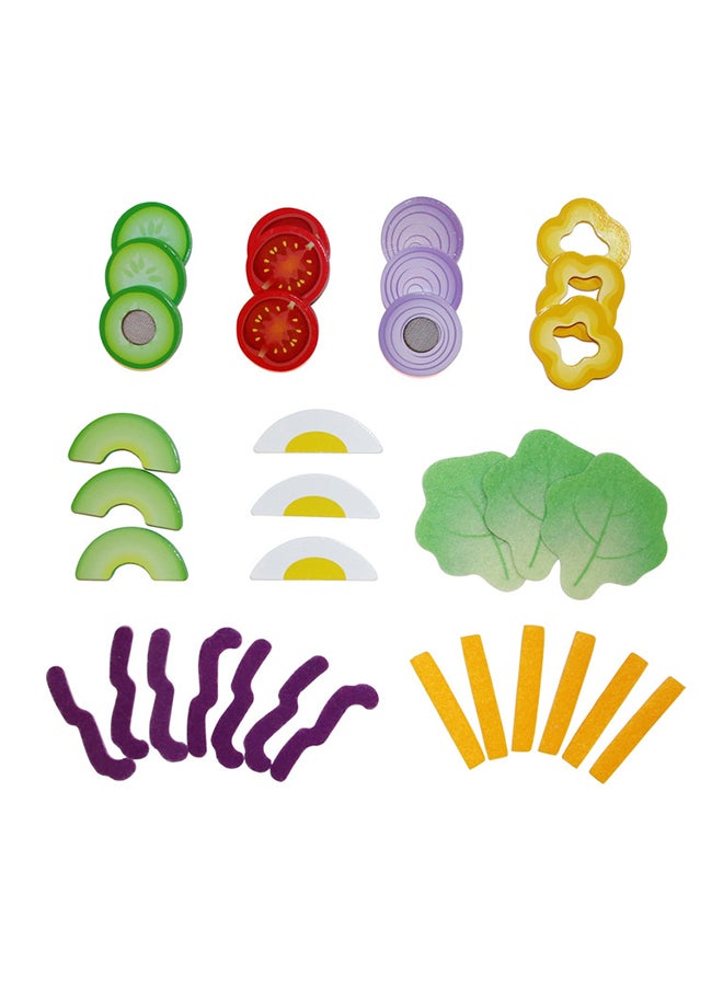 هيب مجموعة سلطة هابي الصحية - 39 قطعة | طعام خشبي للعب مع وعاء وأدوات ومكونات | لعب أدوار إبداعي للأطفال 3+ - Image 2