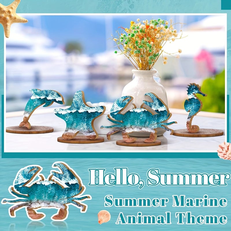 Wooden Tabletop Decorations Style A Marine Animals Coastal Beach Party Supplies - Image 3