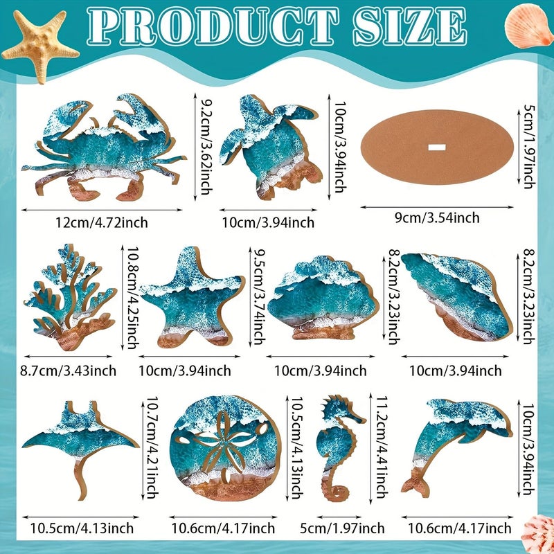 Wooden Tabletop Decorations Style A Marine Animals Coastal Beach Party Supplies - Image 5