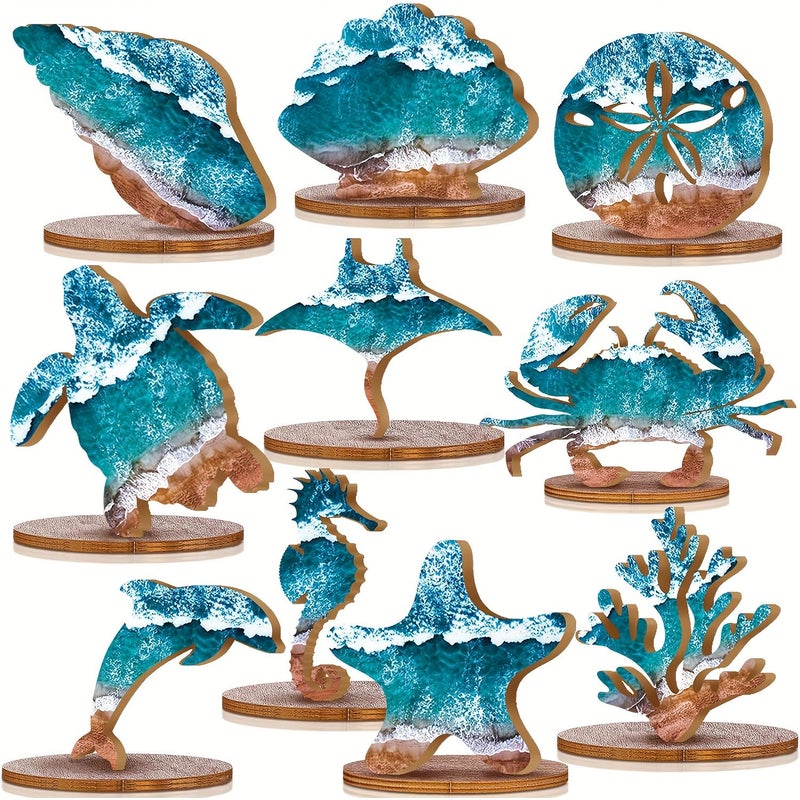 Wooden Tabletop Decorations Style A Marine Animals Coastal Beach Party Supplies - Image 1