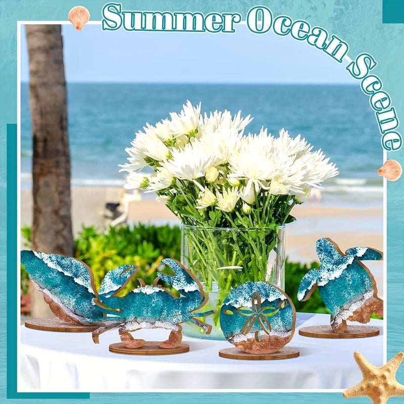 Wooden Tabletop Decorations Style A Marine Animals Coastal Beach Party Supplies - Image 4