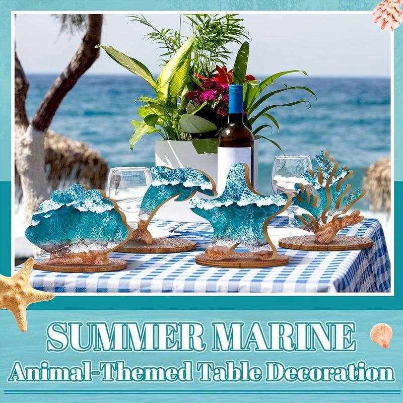 Wooden Tabletop Decorations Style A Marine Animals Coastal Beach Party Supplies - Image 2
