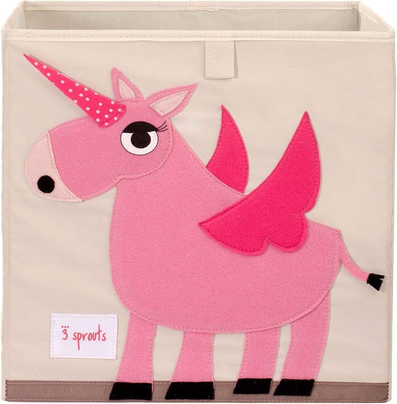 3 sprouts (Unicorn) - 3 Sprouts Cube Storage Box - Organiser Container for Kids & Toddlers, Unicorn - Image 1