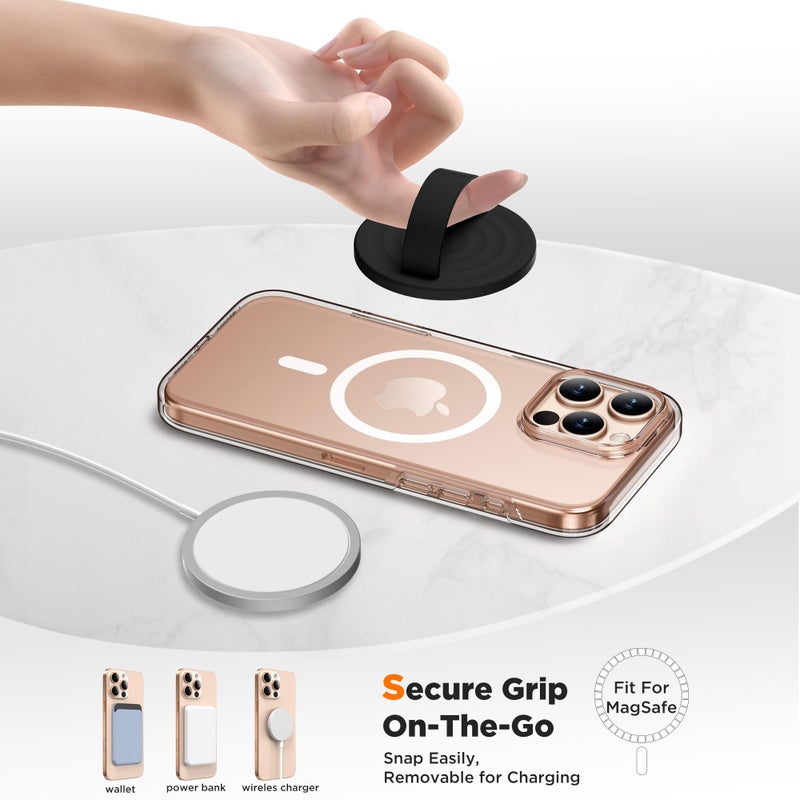 COFFKER Magnetic Phone Grip Ring Holder, Liquid Silicone Magnet Cell Phone Grip Finger Loop, Compatible with Magsafe, Back of Phone for iPhone 17/16/15/14/13/12 Series, Black - Image 4