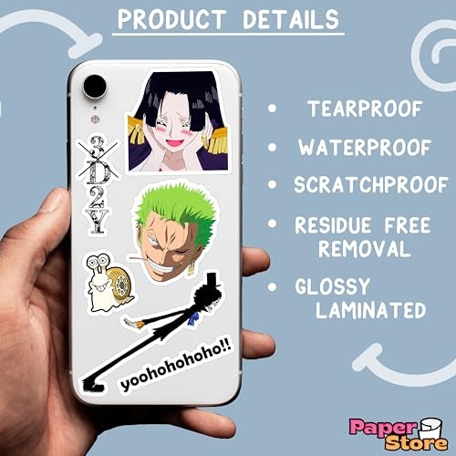 Thepaper9store Vinyl Pack of 85+ One Piece Stickers for Laptop, Phone Case, Guitar, Bike, Pc, Scrapbook etc. Waterproof Glossy Laminated Residue Free Anime Stickers, self-adhesive, 6 cm - Image 3