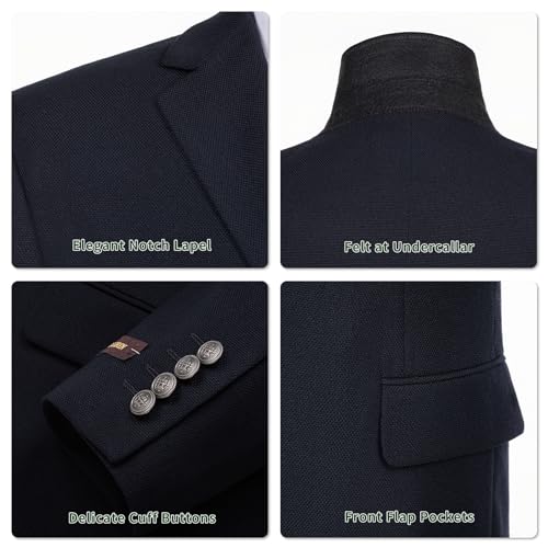 P&L Men's Modern Fit Two-Button Blazer Suit Separate Jacket Navy,52 Regular - Image 4