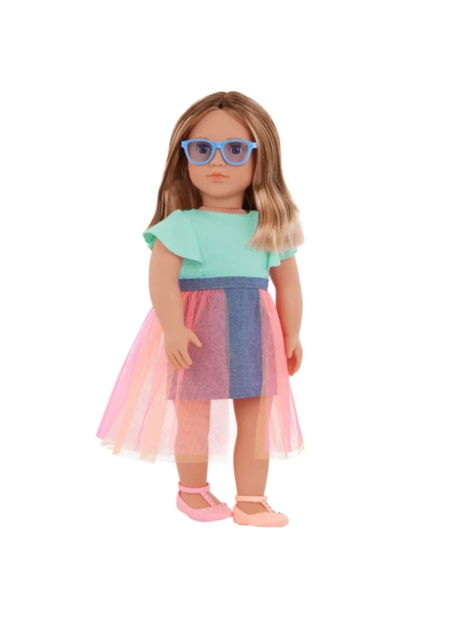 Our Generation Lisa Fashionable Doll in Denim Tulle Skirt Outfit Multicolor 18 Inch BOGBD31491Z - Image 2
