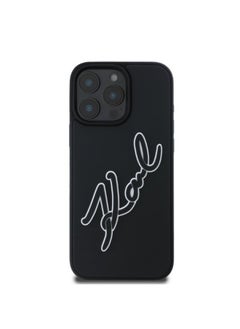 كارل لاغرفيلد جراب كارل لاغرفيلد KLHCP16X3DRKSDLK لهاتف iPhone 16 Pro Max مقاس 6.9 بوصة أسود/أسود متين من المطاط ثلاثي الأبعاد ثنائي اللون  - Image 2