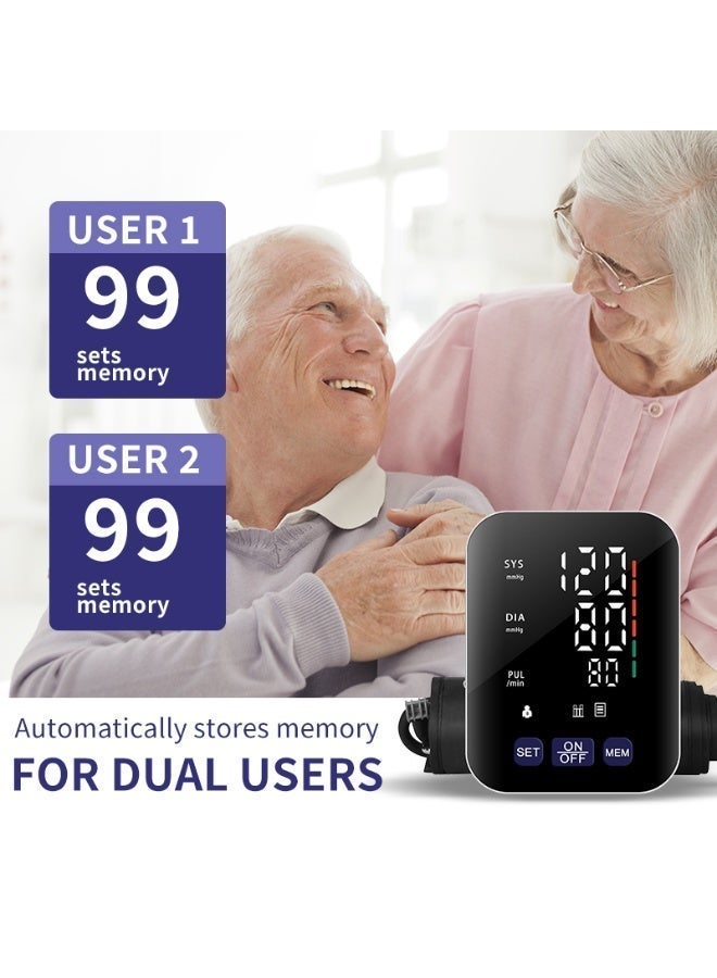 بواي جهاز قياس ضغط الدم، مراقب ضغط الدم الأوتوماتيكي الرقمي للذراع مع ذاكرة ل 2 مستخدمين، سوار قابل للتعديل، شاشة LED كبيرة فائقة الوضوح، قياس دقيق لمعدل ضربات القلب وضغط الدم، يعمل بالـ USB-C والبطارية - Image 3