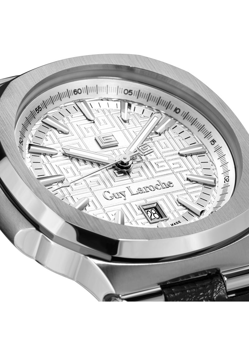 Guy Laroche Charlie Watch for Men with Black Genuine Leather Strap 45 mm 5 Atm  - Image 4