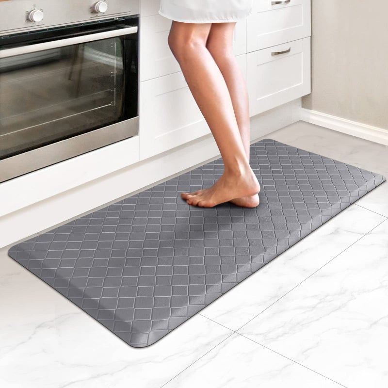 HappyTrends Kitchen Mat Cushioned AntiFatigue Kitchen Rug173x39Thick Waterproof NonSlip Kitchen Mats and Rugs Heavy Duty Ergonomic Comfort Rug for KitchenFloorOfficeSinkLaundryGray