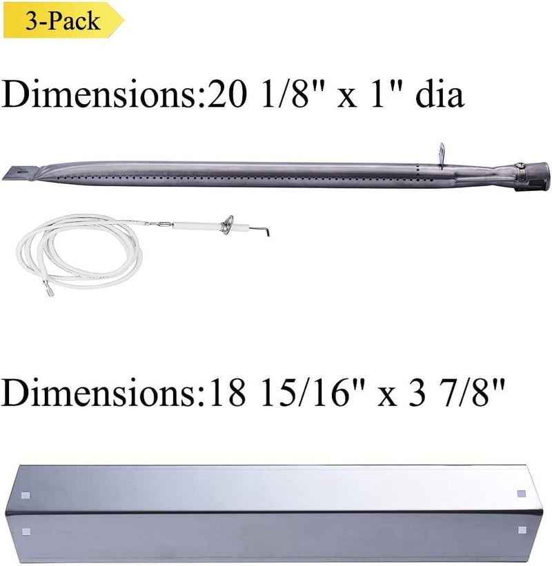 Votenli S9505A (3-Pack) Replacement Parts for Chargriller 3001 3030 4000 5050 5072,5252, 5650,4208 Stainless Steel Burner and Stainless Steel Heat Plates - Image 2