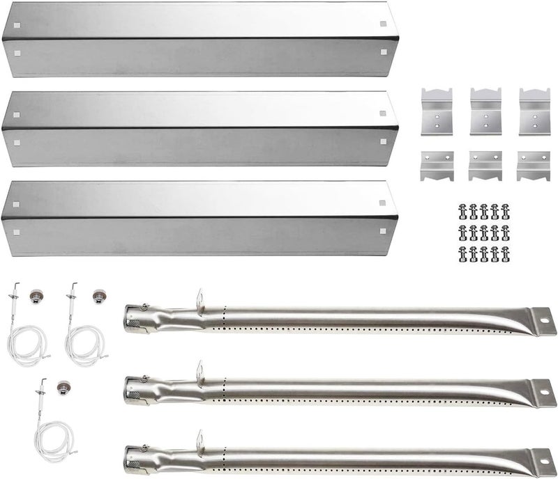 Votenli S9505A (3-Pack) Replacement Parts for Chargriller 3001 3030 4000 5050 5072,5252, 5650,4208 Stainless Steel Burner and Stainless Steel Heat Plates - Image 1