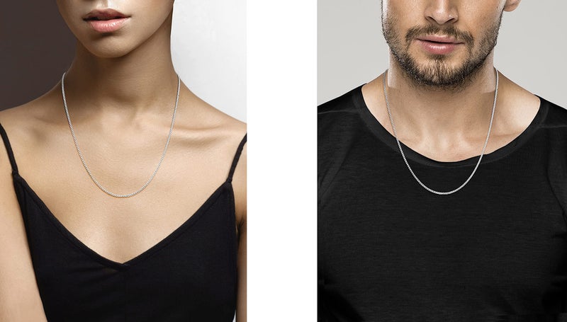 Miabella Italian Solid 925 Sterling Silver 2mm Franco Square Box Link Chain Necklace for Men Women Made in Italy (Length 22 Inches) - Image 4