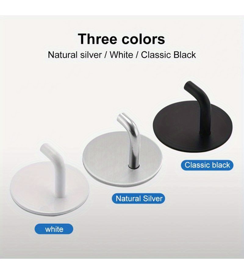 Silvery Self Adhesive Hooks for Bathroom Kitchen Towel Wall Mounted Clothes Storage - Image 5