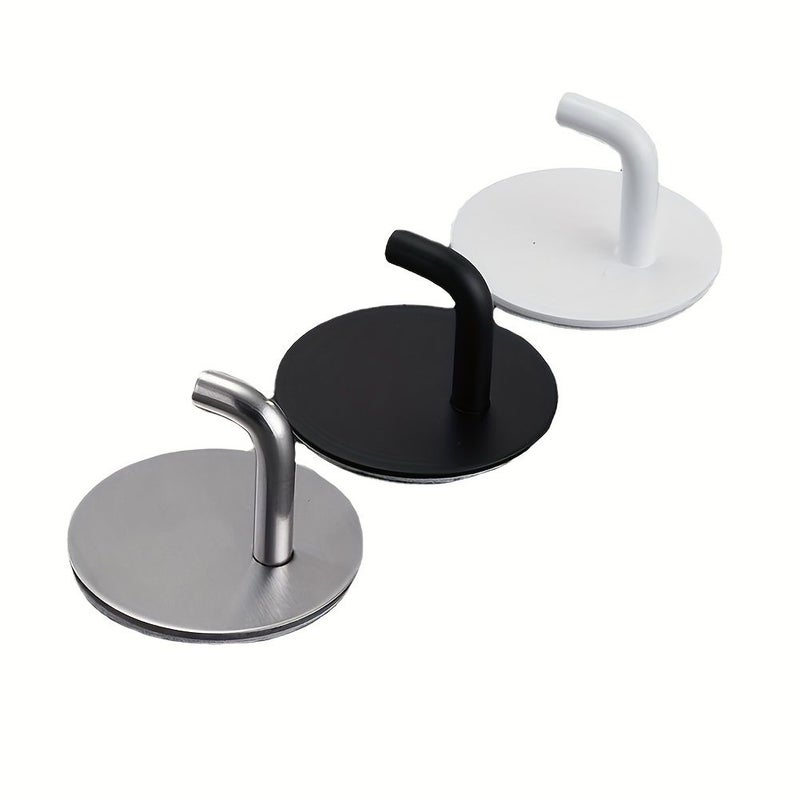 Silvery Self Adhesive Hooks for Bathroom Kitchen Towel Wall Mounted Clothes Storage - Image 1
